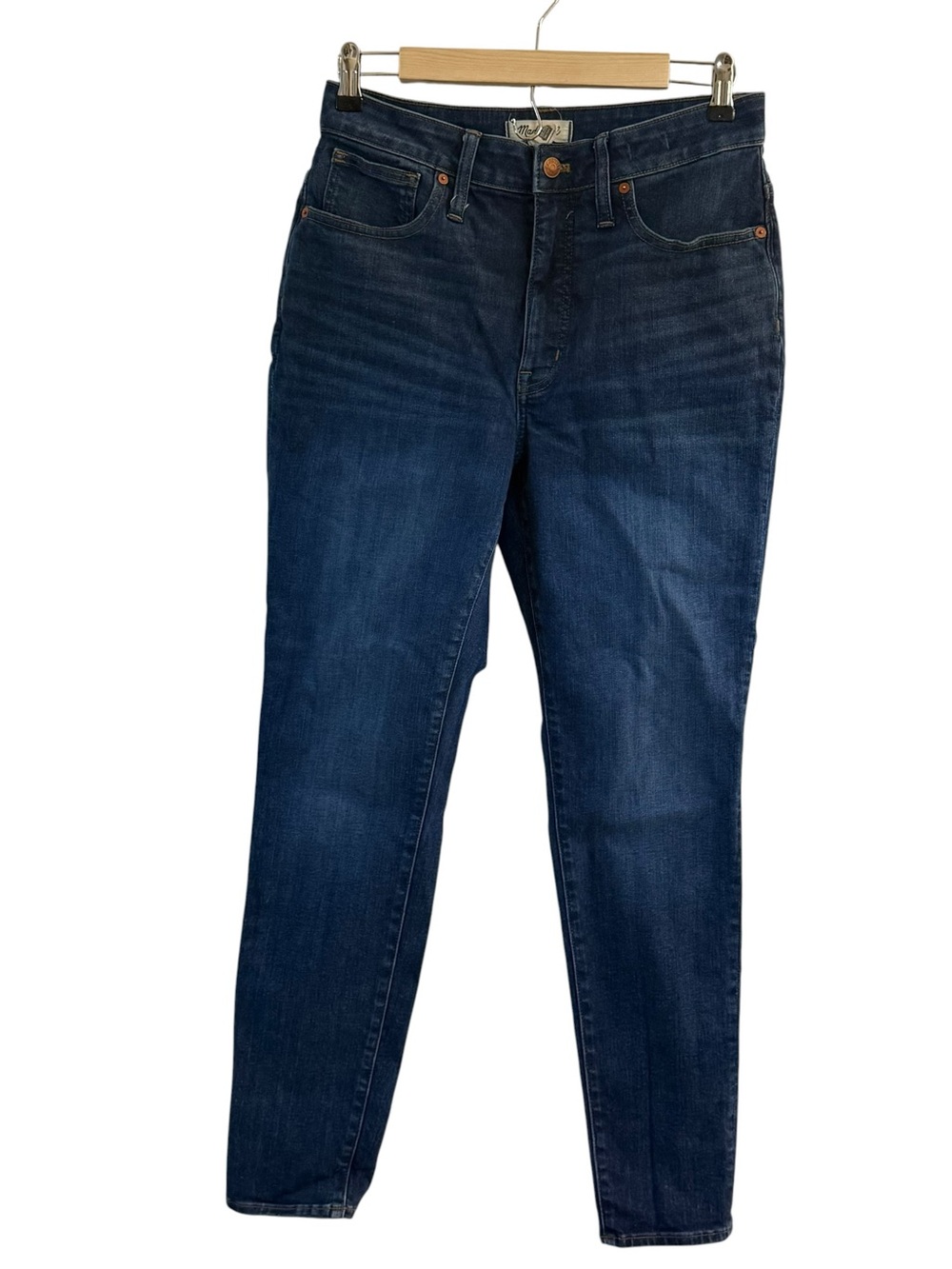 Madewell Womens 30T Curvy High-Rise Skinny Jeans Dark Wash.